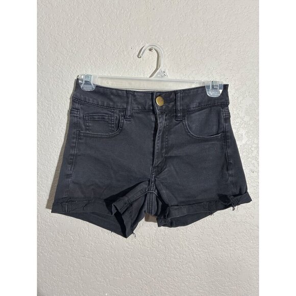 American Eagle Shorts Womens Black Denim High-Rise Shorts Size 2 - Picture 1 of 11